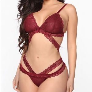 Fashion Nova Burgundy Lace lingerie